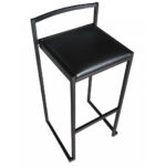 TABOURET INDUS - GALETTE CUIR NOIR
