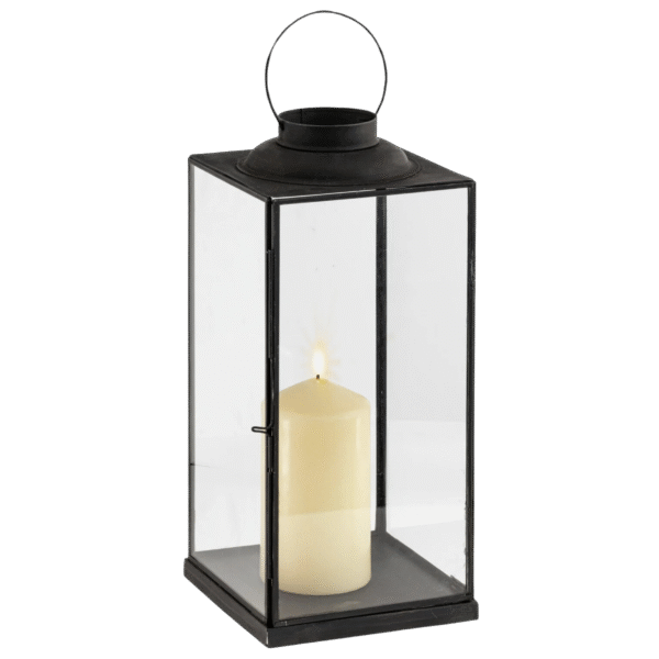 LANTERNE EN MÉTAL NOIRE & BOUGIE – Image 1