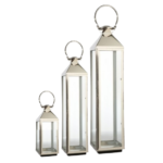 lanterne en métal argenté & bougie